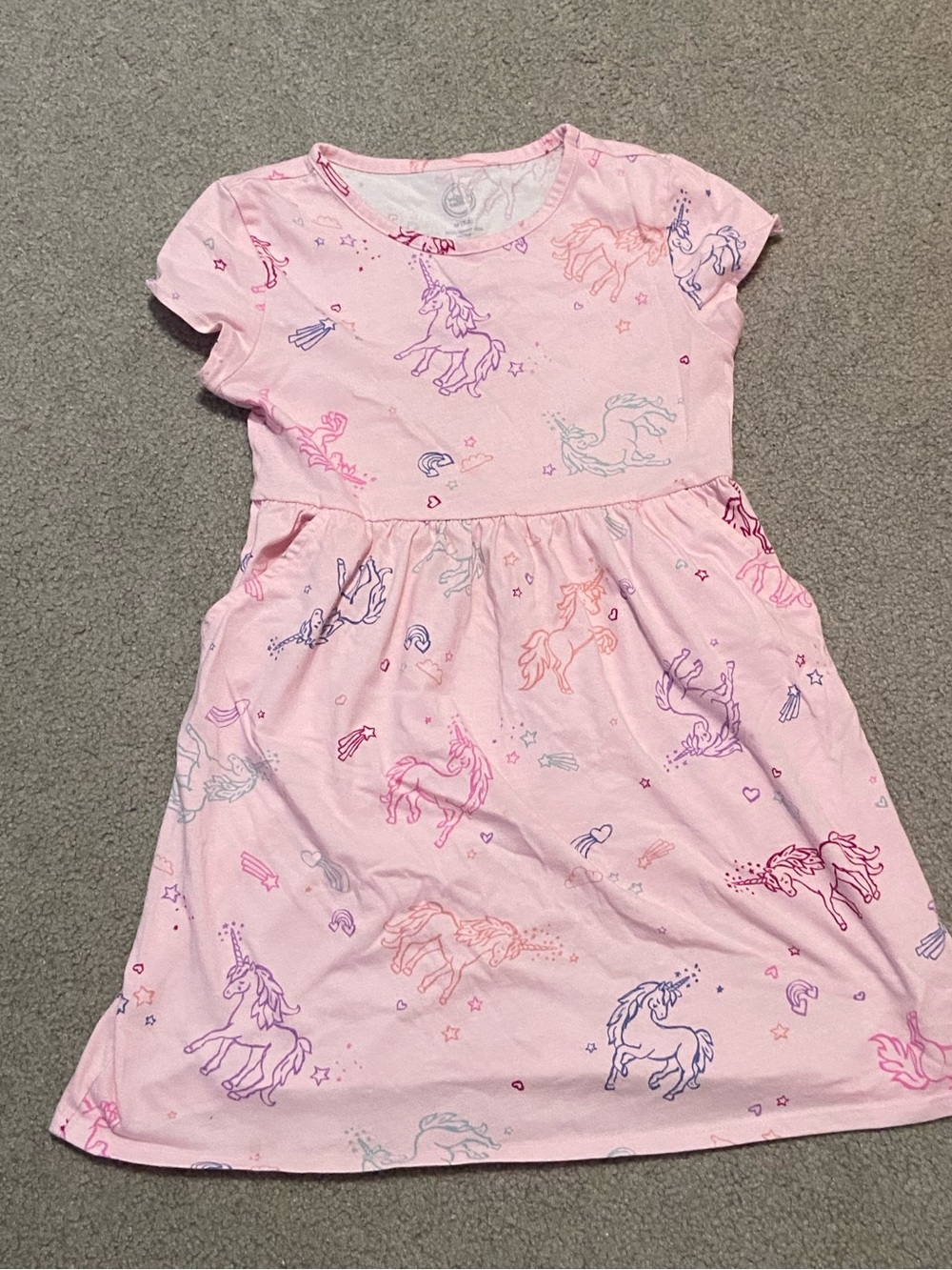 Wonder Nation Girls Pink Unicorn Print Dress